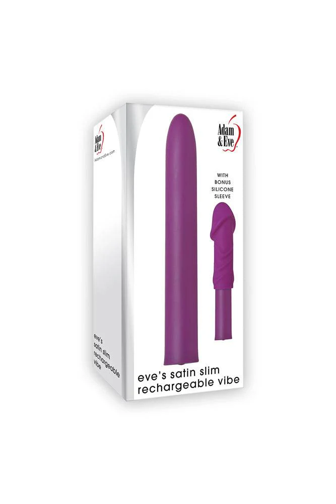 Adam & Eve - Eve's Satin Slim Rechargeable Vibe - Purple - Image 5