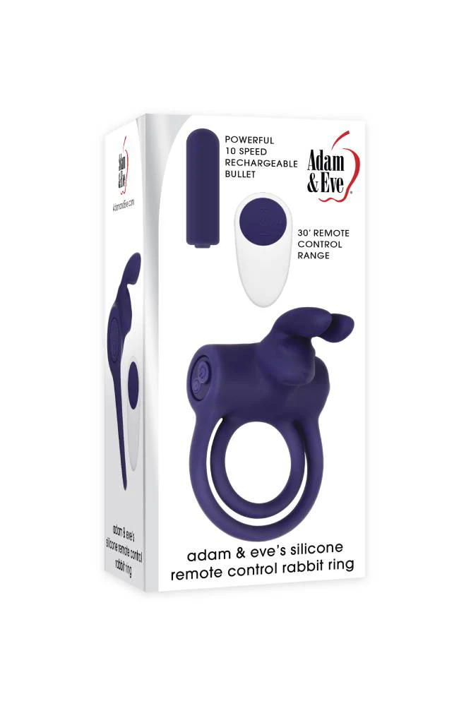 Adam & Eve - Silicone Remote Controlled Rabbit Cock Ring - Purple - Image 11