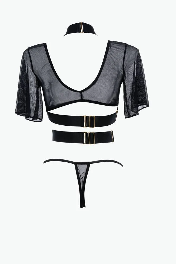 Allure Lingerie - Adore - Dreamer Strappy Top & Thong - Black - OS - Image 5