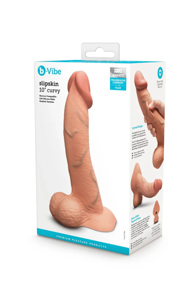 b-Vibe - Slipskin Curvy Realistic 10" Silicone Dildo - Image 6