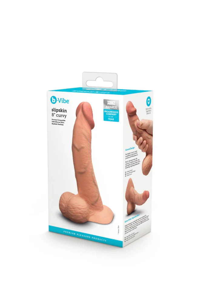 b-Vibe - Slipskin Curvy Realistic 8" Silicone Dildo - Image 6