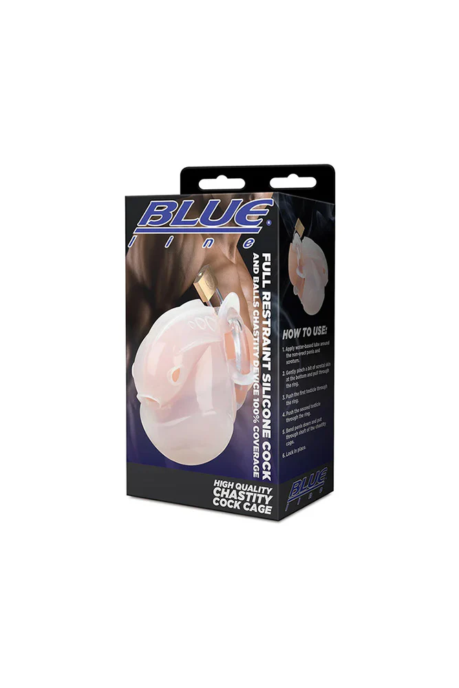 Blue Line - Full Restraint Silicone Cock & Balls Chastity Device - Image 9
