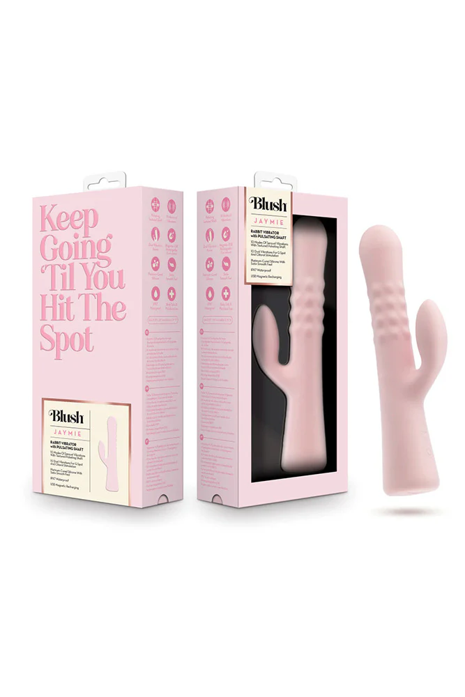 Blush Novelties - Jaymie Rabbit Vibrator With Pulsating Shaft - Pink - Image 8