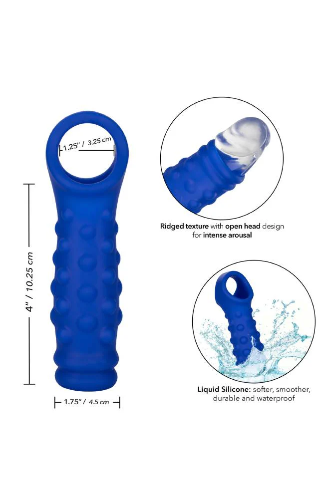 Cal Exotics - Admiral - Liquid Silicone Beaded Penis Extension - Blue - Image 5