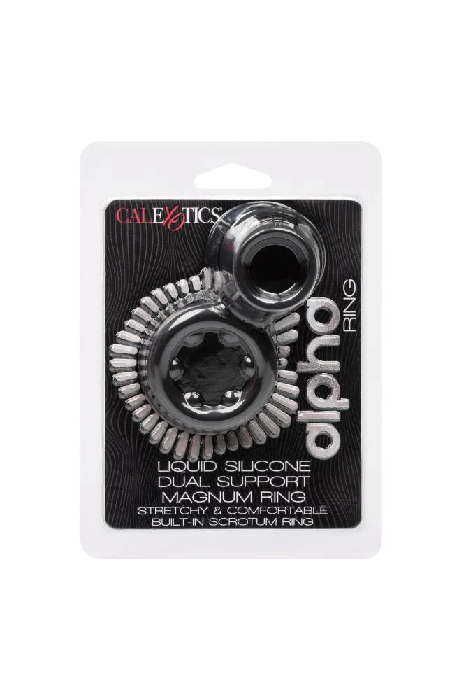 Cal Exotics - Alpha - Liquid Silicone Dual Magnum Ring - Black - Image 6