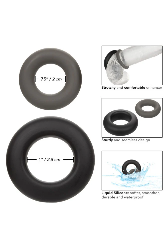 Cal Exotics - Alpha - Liquid Silicone Prolong Cock Rings 2pc Set - Image 3