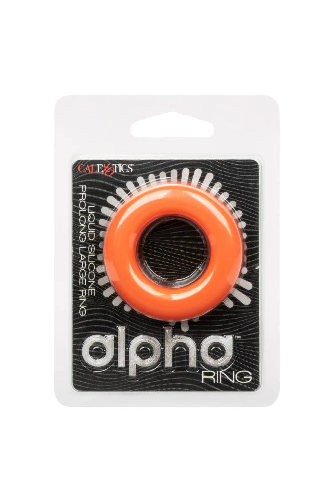 Cal Exotics - Alpha - Liquid Silicone Prolong Large Cock Ring - Orange - Image 6