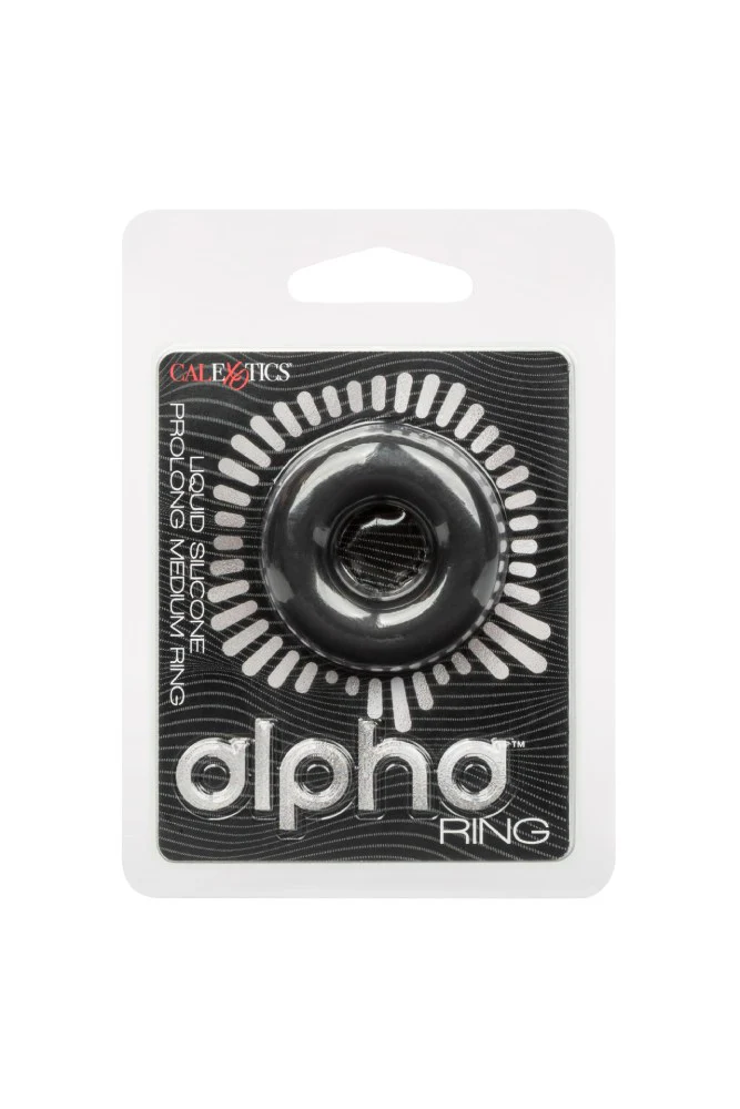 Cal Exotics - Alpha - Liquid Silicone Prolong Medium Cock Ring - Black - Image 6