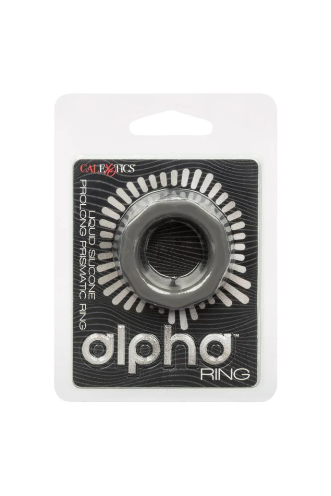 Cal Exotics - Alpha - Liquid Silicone Prolong Prismatic Cock Ring - Grey - Image 6