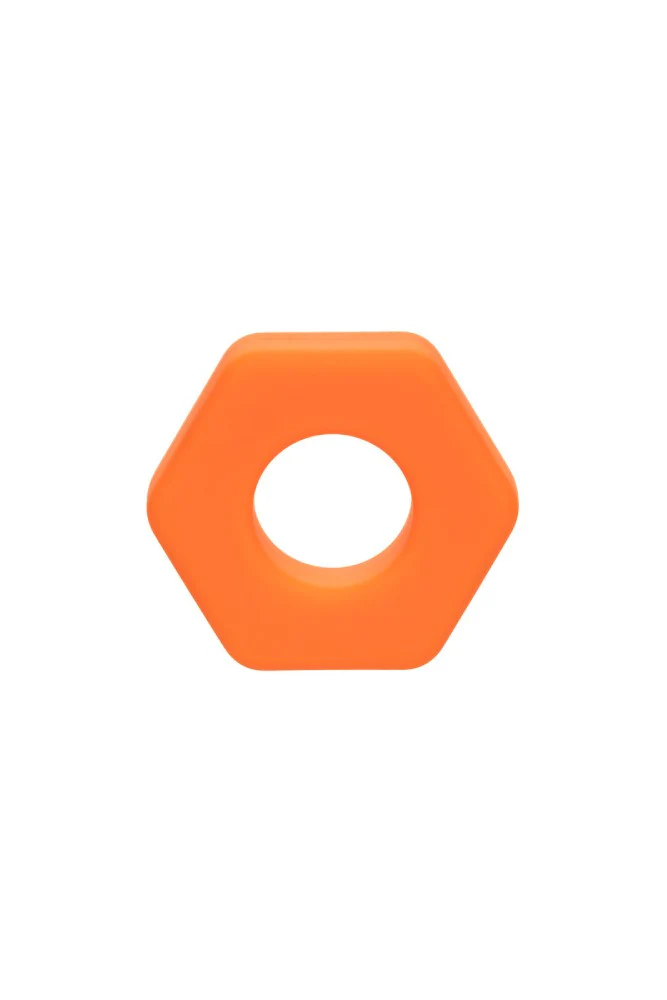 Cal Exotics - Alpha - Liquid Silicone Prolong Sexagon Cock Ring - Orange