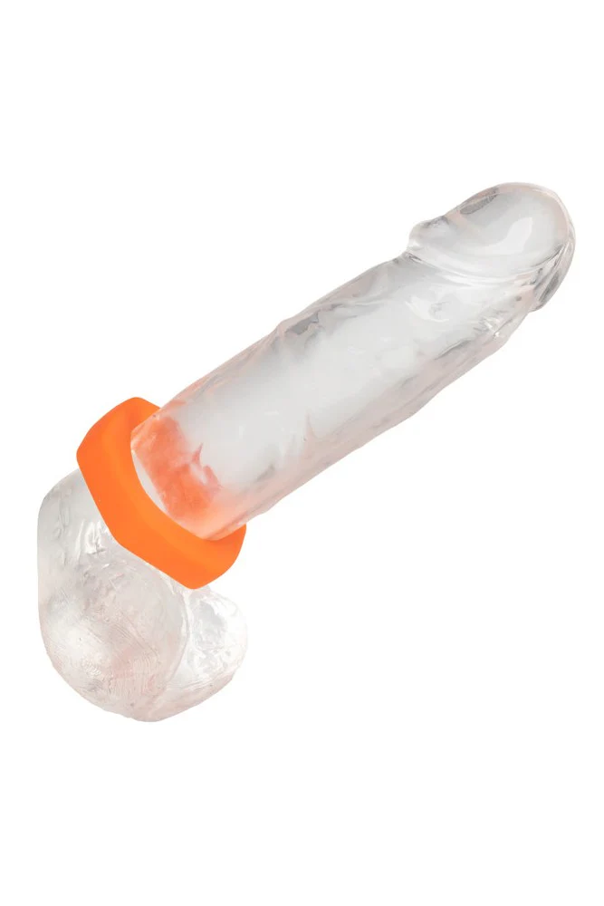 Cal Exotics - Alpha - Liquid Silicone Prolong Sexagon Cock Ring - Orange - Image 2