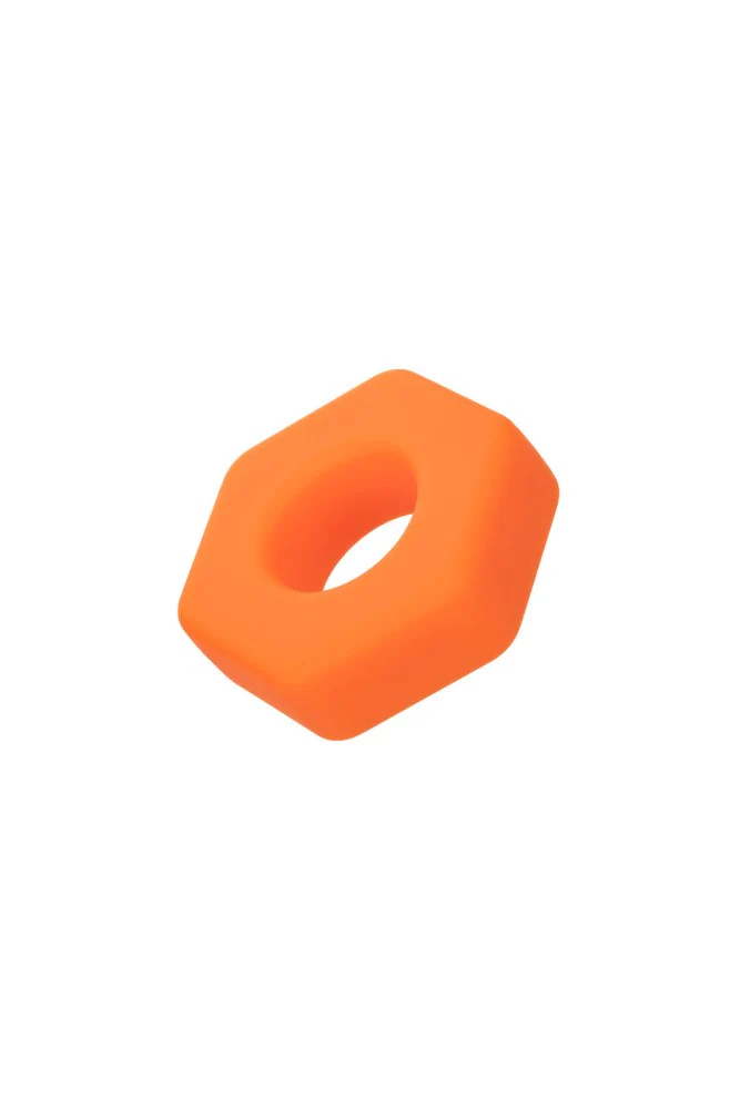 Cal Exotics - Alpha - Liquid Silicone Prolong Sexagon Cock Ring - Orange - Image 4