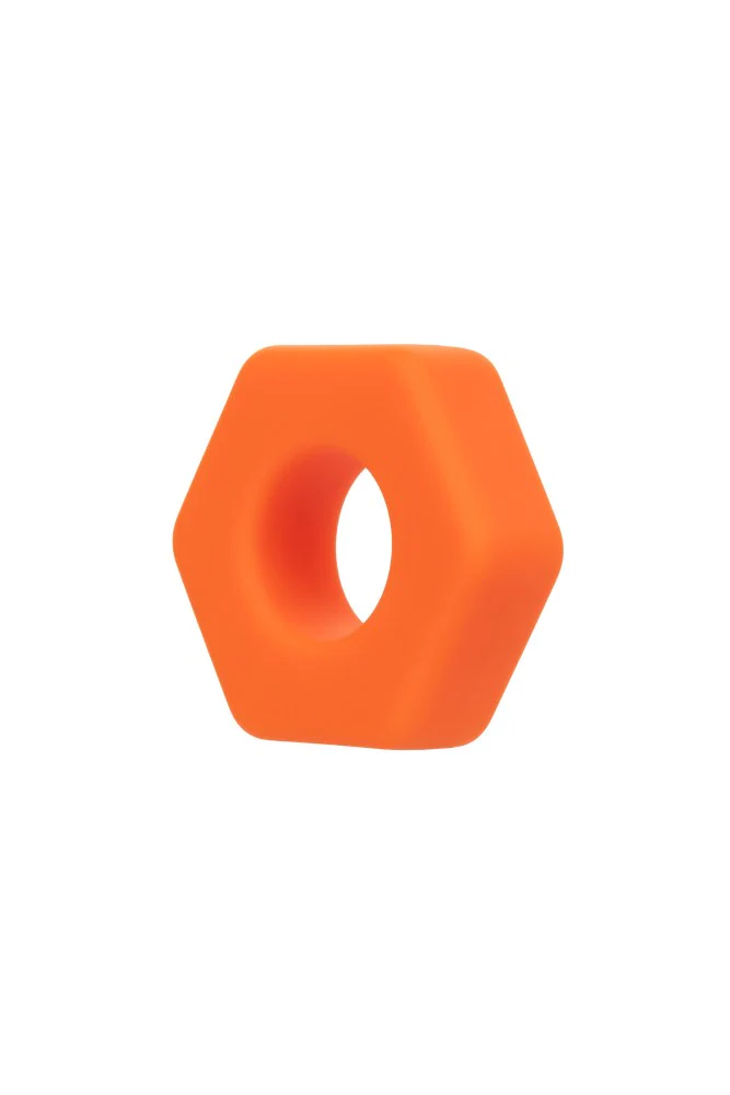 Cal Exotics - Alpha - Liquid Silicone Prolong Sexagon Cock Ring - Orange - Image 5