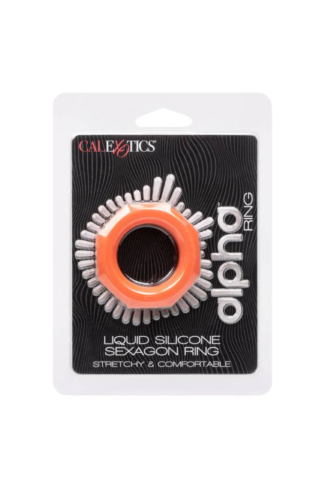Cal Exotics - Alpha - Liquid Silicone Sexagon Ring - Orange - Image 5