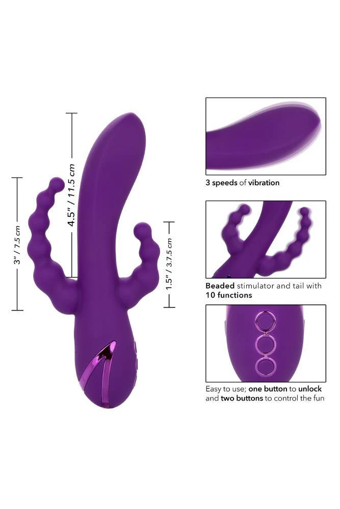 Cal Exotics - California Dreaming - Long Beach Bootylicious Triple Vibrator - Purple - Image 3