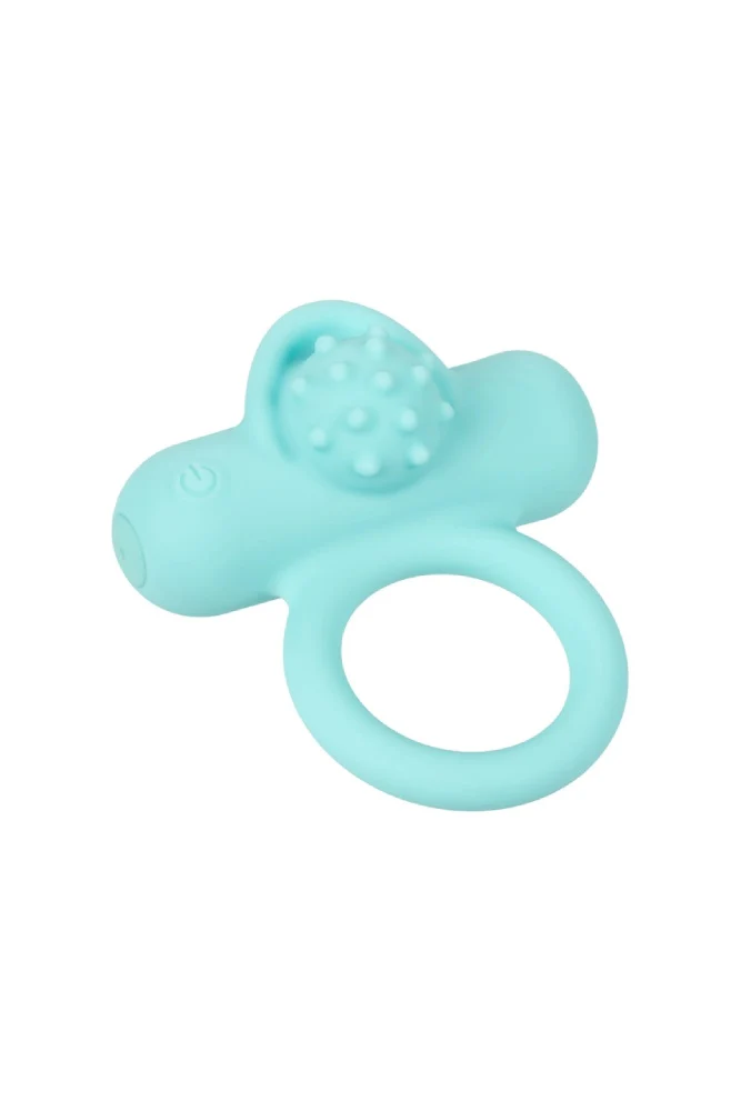 Cal Exotics - Couples Enhancer - Silicone Rechargeable Nubby Lover’s Delight Cock Ring - Aqua - Image 11