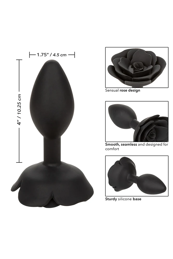 Cal Exotics - Forbidden - Large Rose Silicone Anal Plug - Black - Image 8