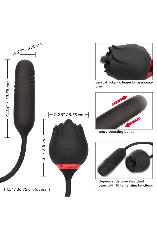 Cal Exotics - French Kiss - Romeo Lover Flickering and Thrusting Vibrator - Black - Image 12