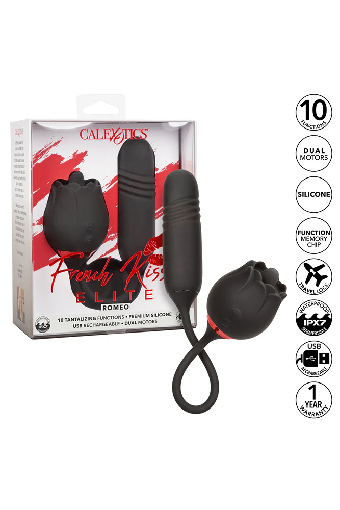 Cal Exotics - French Kiss - Romeo Lover Flickering and Thrusting Vibrator - Black - Image 13