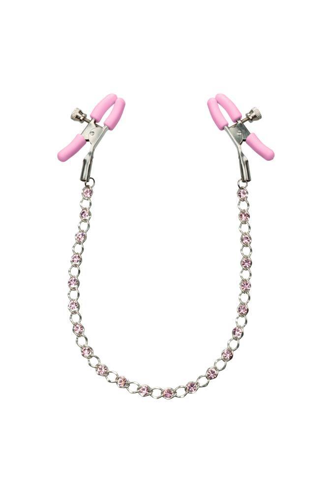 Cal Exotics - Nipple Play - Crystal Chain Nipple Clamps - Pink