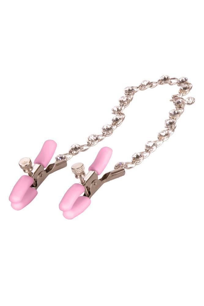 Cal Exotics - Nipple Play - Crystal Chain Nipple Clamps - Pink - Image 2