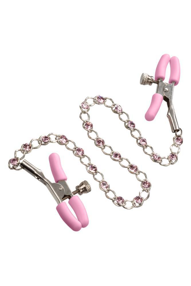 Cal Exotics - Nipple Play - Crystal Chain Nipple Clamps - Pink - Image 3