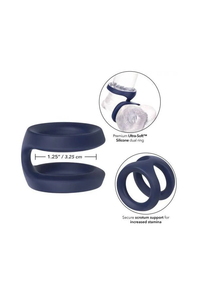 Cal Exotics - Viceroy - Dual Silicone Cock Ring - Blue - Image 5