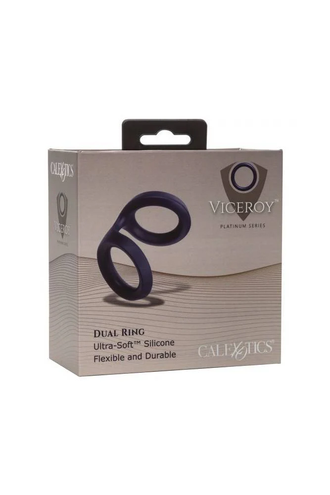 Cal Exotics - Viceroy - Dual Silicone Cock Ring - Blue - Image 6