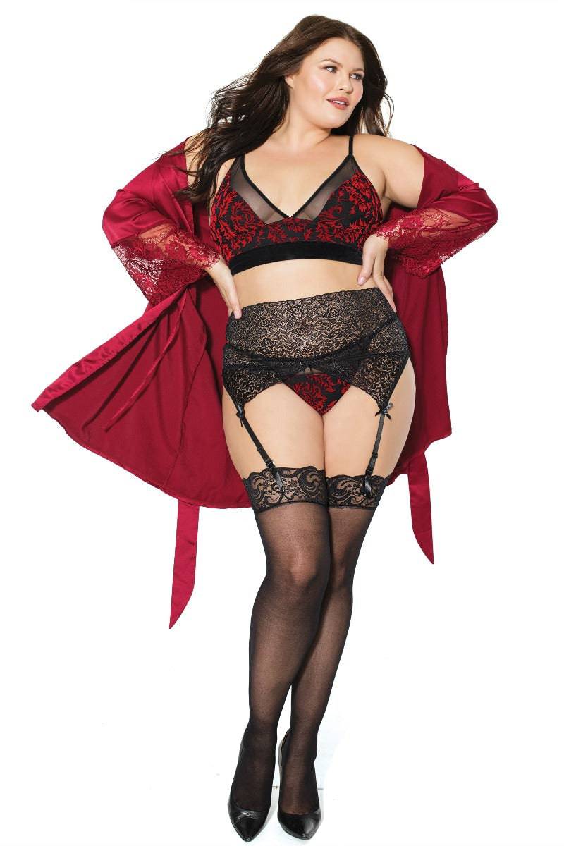 Coquette - 20307 Plus - Bra & Panty Set - Red/Black - OSXL - Image 3