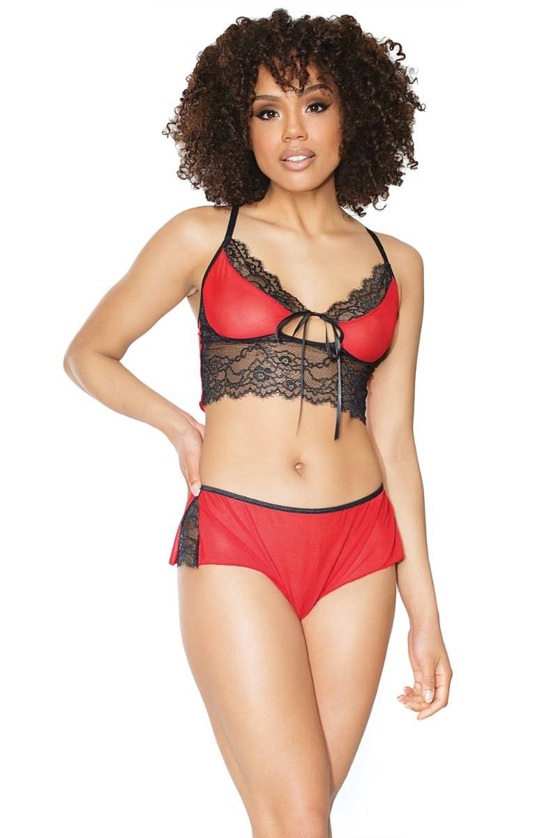 Coquette - 21321 - Cami Top & Panty Set - Red/Black - OS