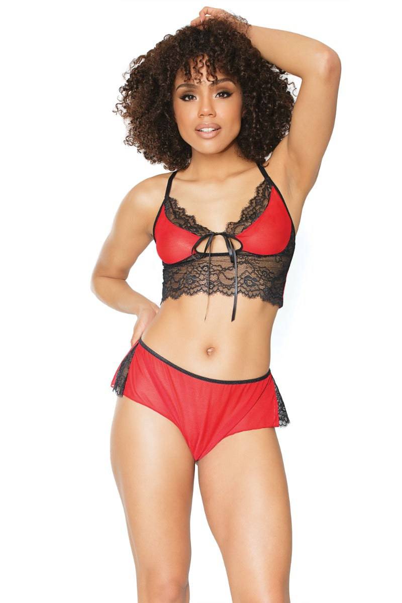 Coquette - 21321 - Cami Top & Panty Set - Red/Black - OS - Image 3