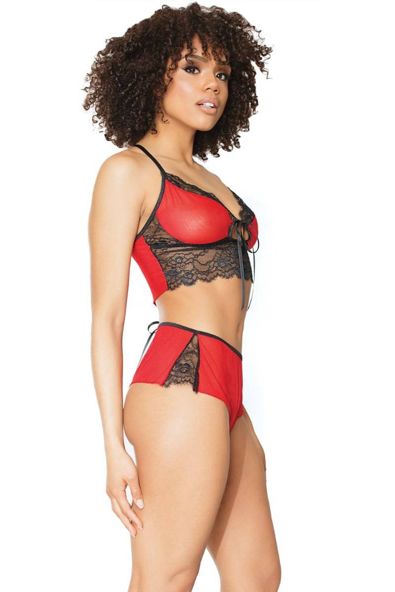 Coquette - 21321 - Cami Top & Panty Set - Red/Black - OS - Image 4