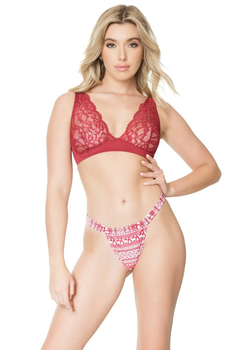 Coquette - 21333 - Festive Thong - RedWhite - Image 2