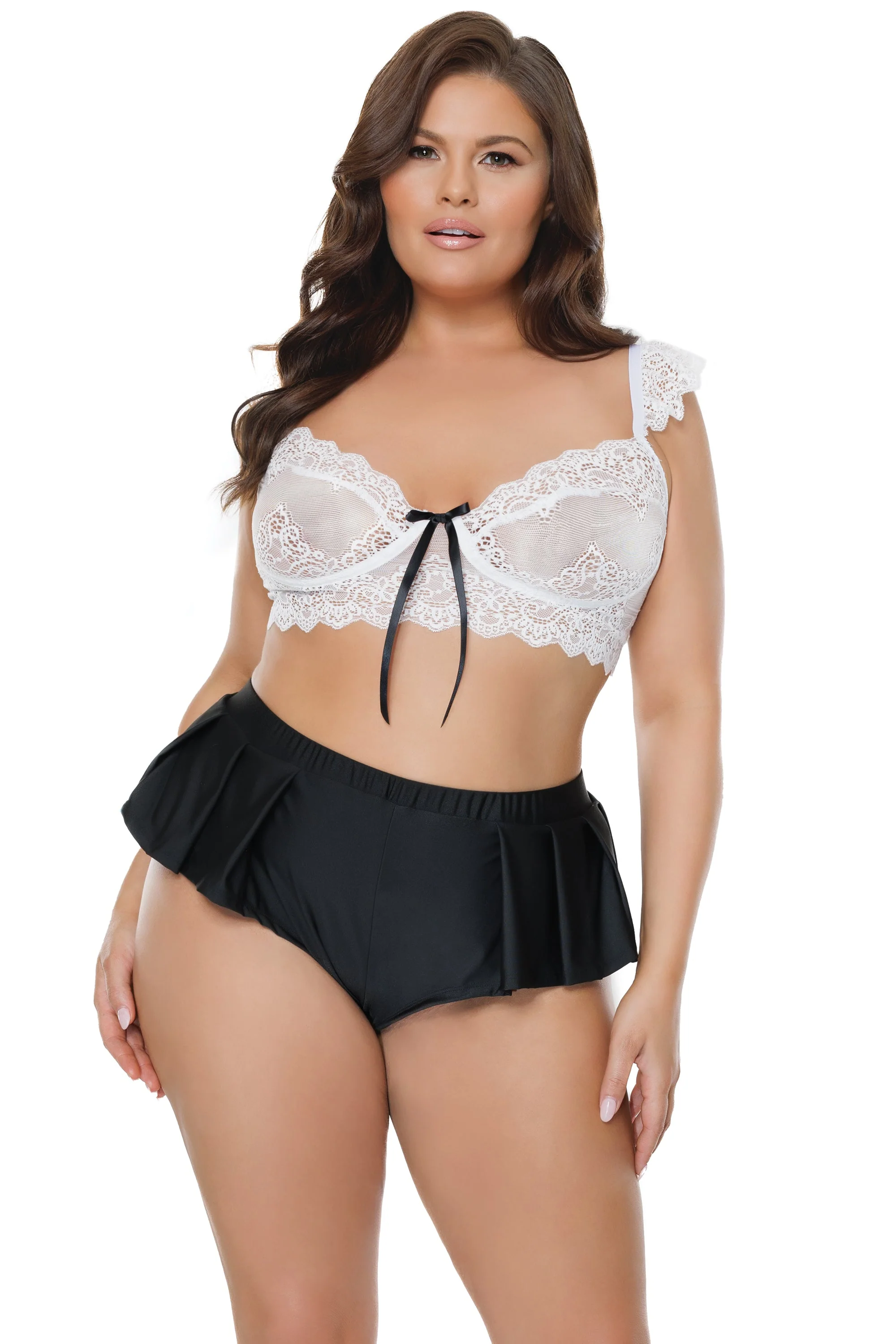 Coquette - 24132 - Crop Top & Shorts - Black/White - OS/XL