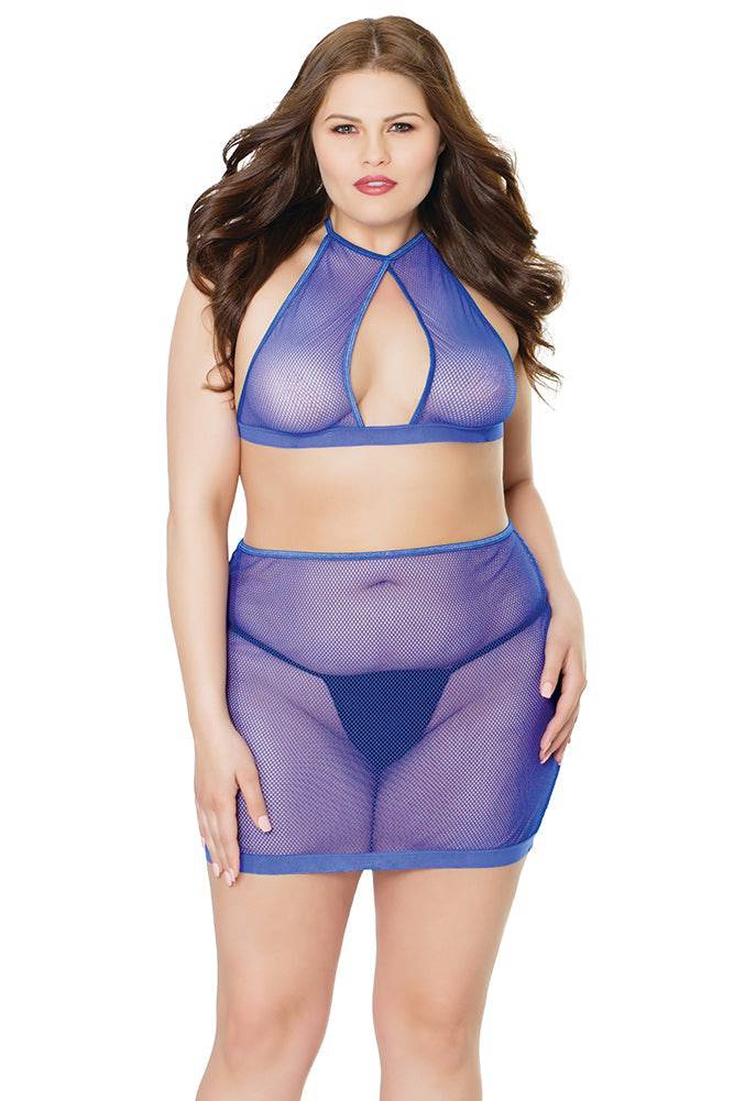 Coquette - 2488X- Top & Skirt Set - OS/XL - Blue