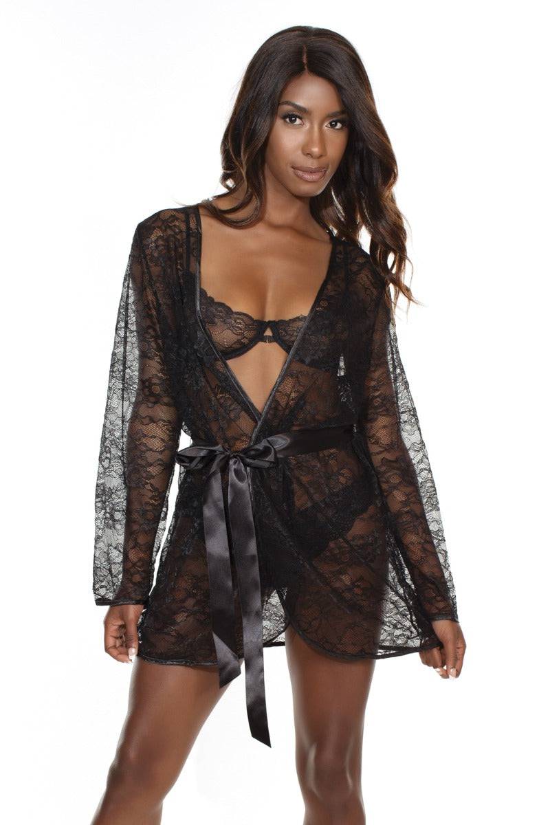 Coquette - 3708X - Stretch Lace Robe - OS/XL - Image 5