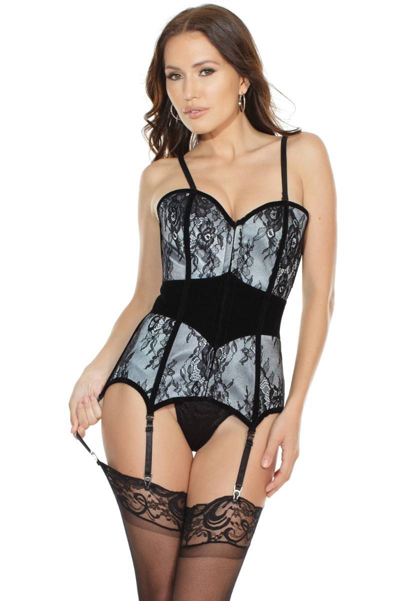 Coquette - 7130 - Corset - Black/Silver
