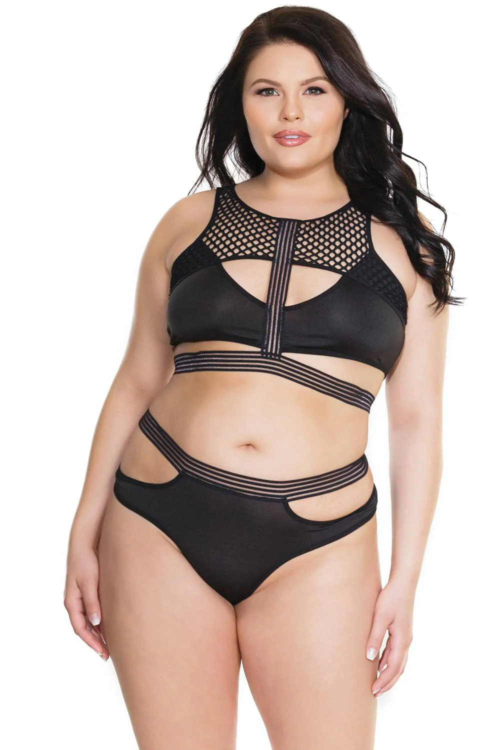 Coquette - 7210X - Bra & Panty Set - Black - OSXL
