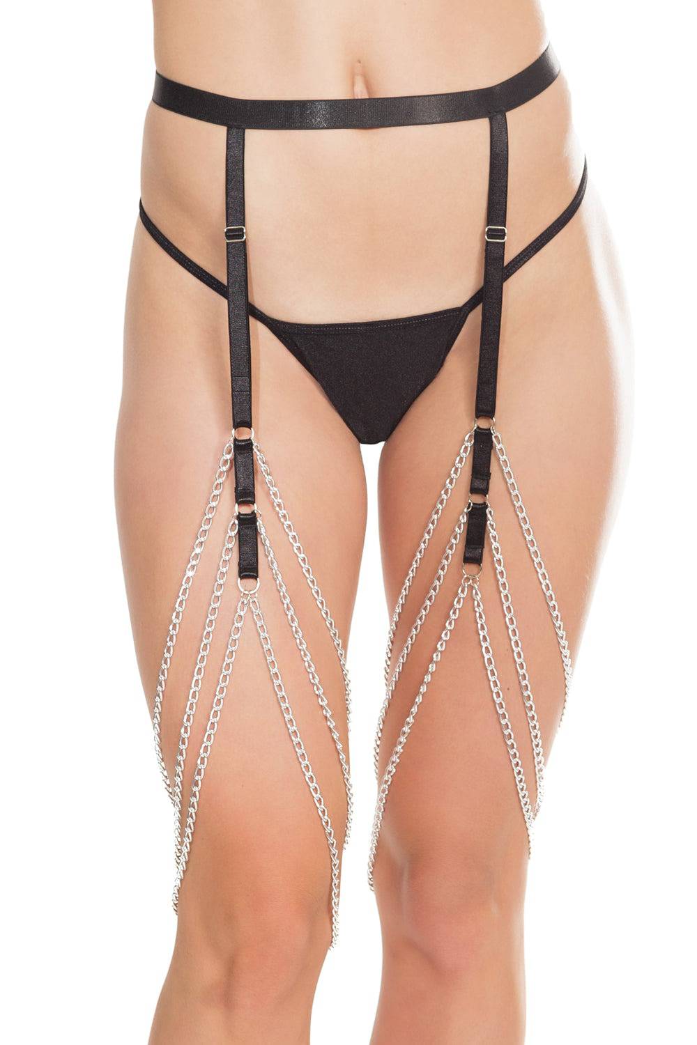 Coquette - 7248 - Chain Garter Belt - Silver/Black - OS