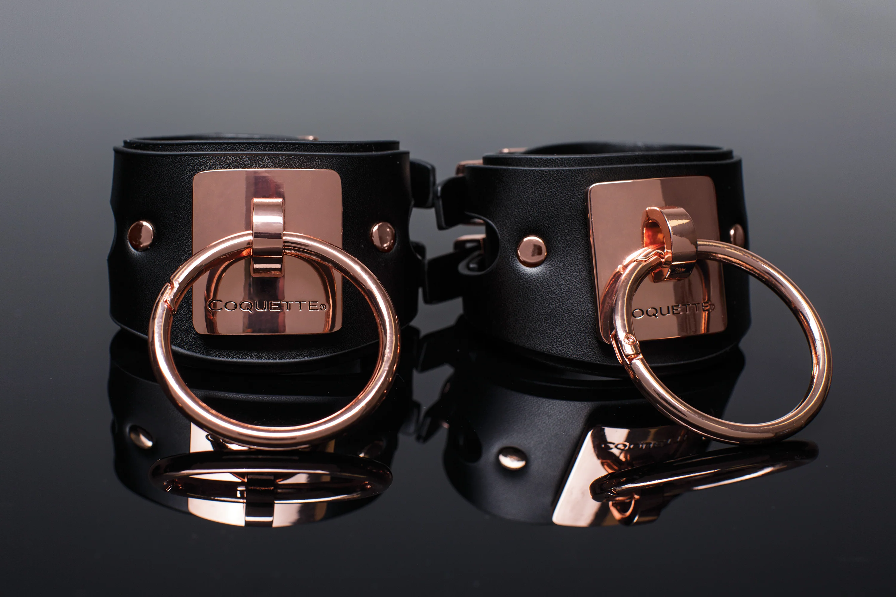 Coquette Pleasure Collection - 22526 - Vegan Leather Handcuffs - Black - Image 6