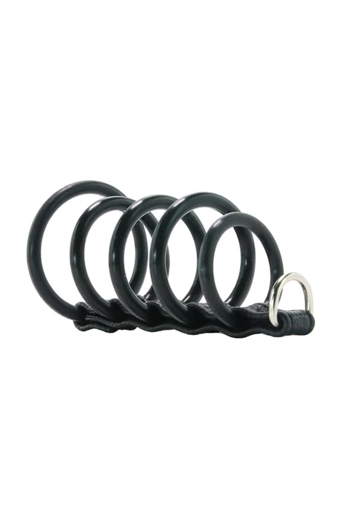 Electric Eel - Blue Line - 5 Ring Rubber Gates Of Hell Cock Cage With Lead - Black - Image 2
