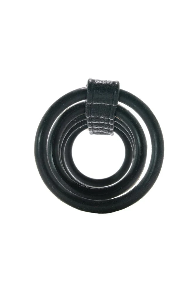 Electric Eel - Blue Line - 5 Ring Rubber Gates Of Hell Cock Cage With Lead - Black - Image 5