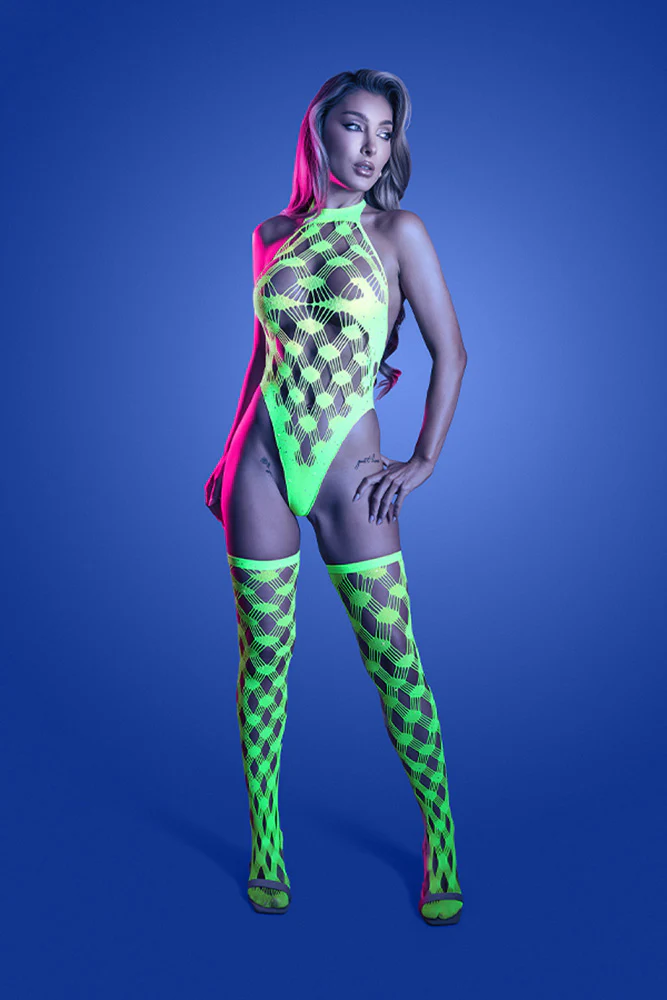 Fantasy Lingerie - Glow - Adrenaline Rhinestone Teddy & Stockings