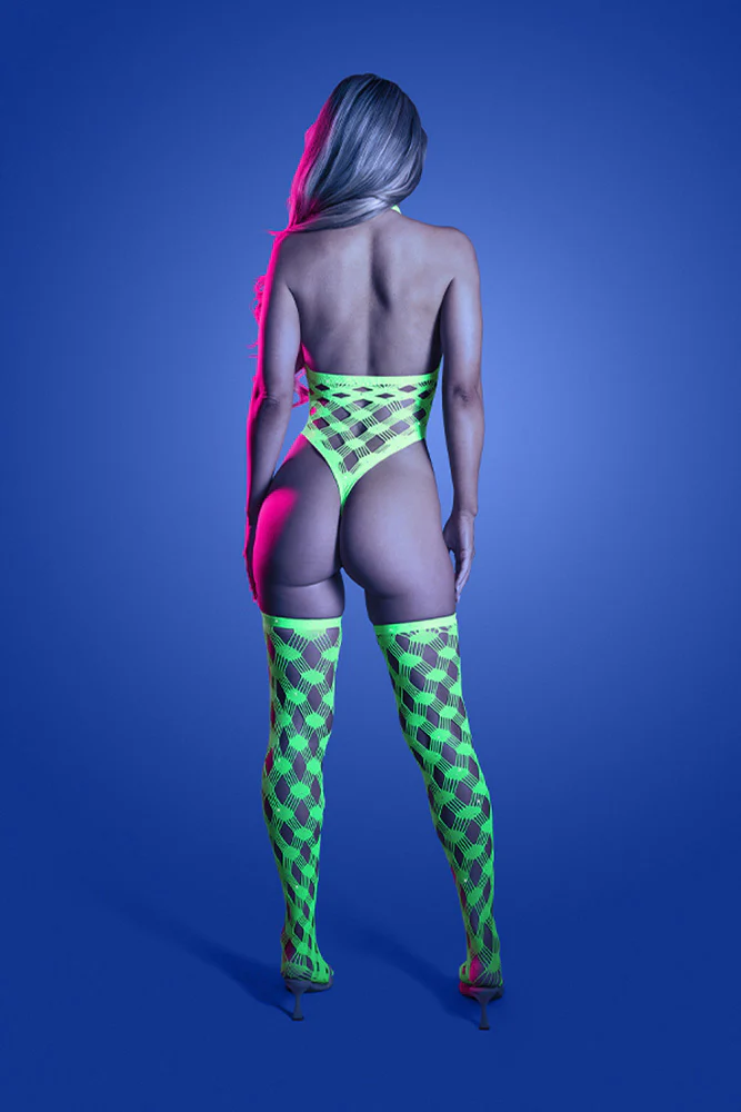 Fantasy Lingerie - Glow - Adrenaline Rhinestone Teddy & Stockings - Image 2