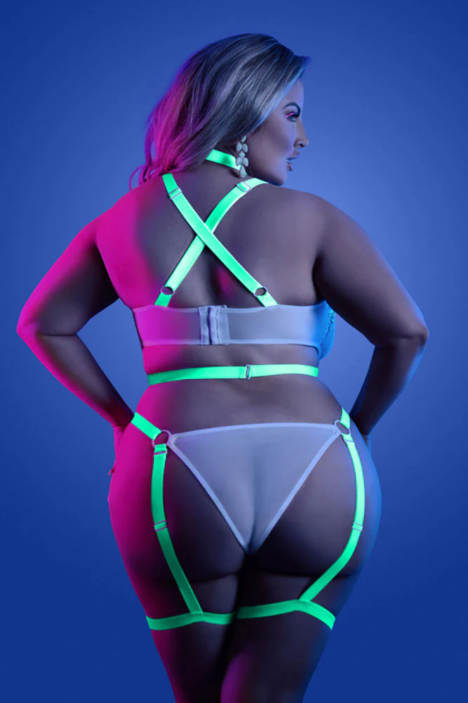 Fantasy Lingerie - Glow - Night Vision Teddy - Neon Green - Queen Size - Image 2