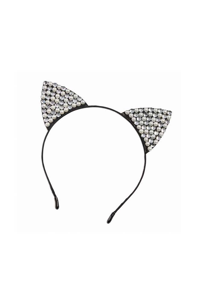 Forum Novelties - Midnight Menagerie Sequined Cat Ears Headband - Black/Silver