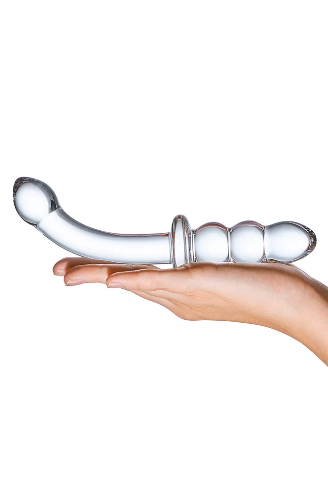 Gläs - Ribbed 8" G-Spot Double Ended Glass Dildo - Image 4