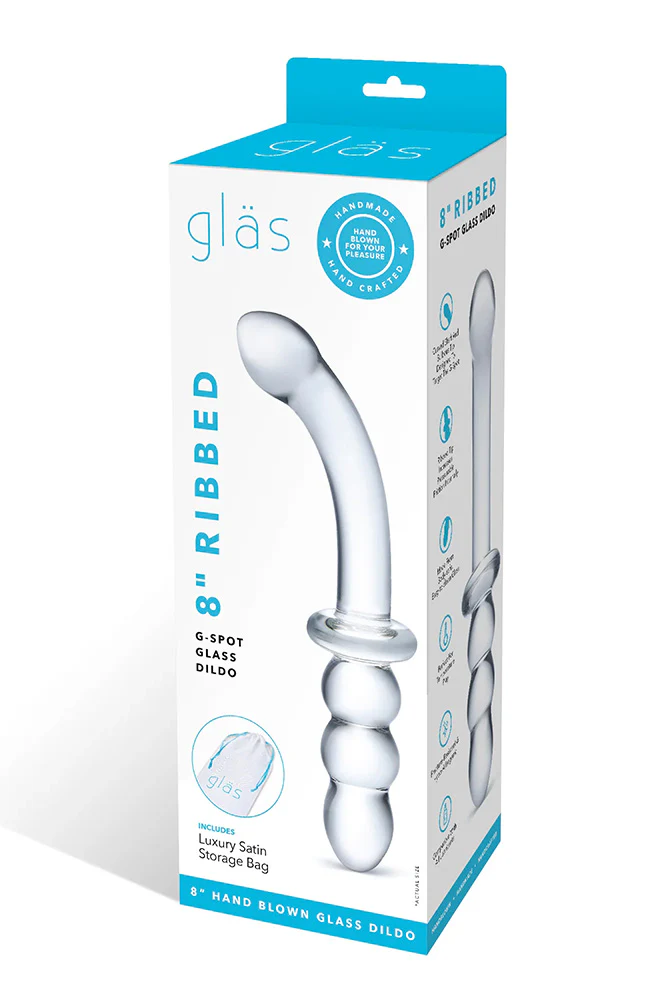 Gläs - Ribbed 8" G-Spot Double Ended Glass Dildo - Image 7