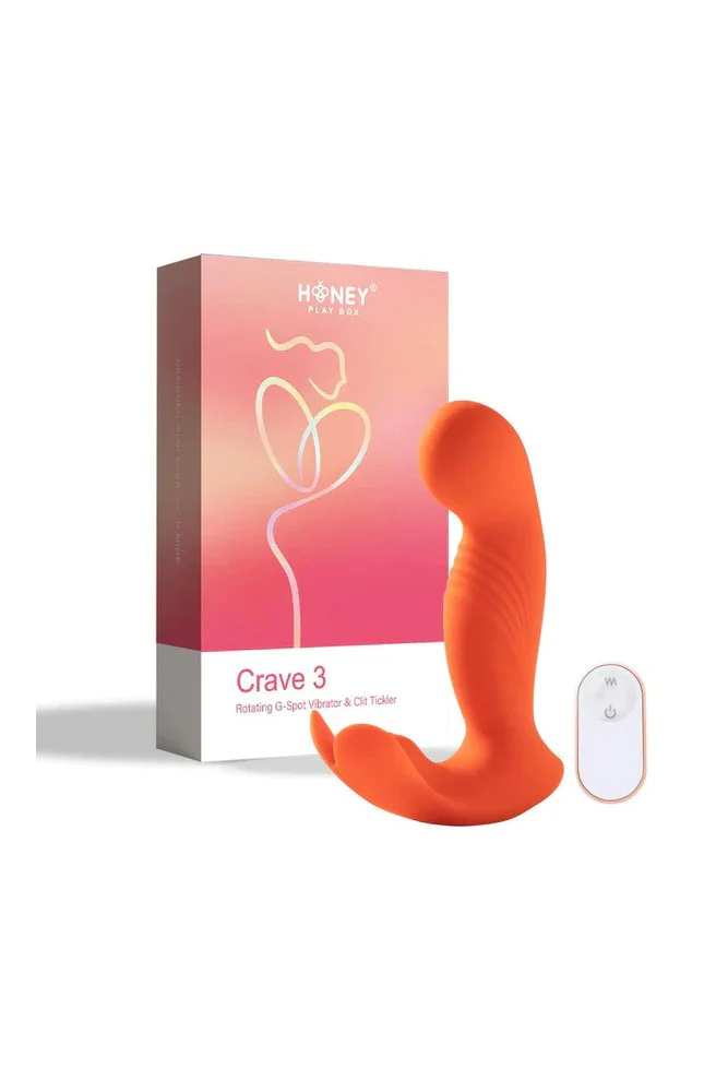Honey Play Box - Crave 3 G-Spot Vibrator with Rotating Head & Clit Tickler - Orange - Image 6