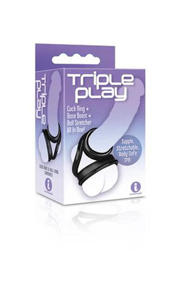 Icon Brands - Triple Play - Cock Ring & Ball Stretcher - Black